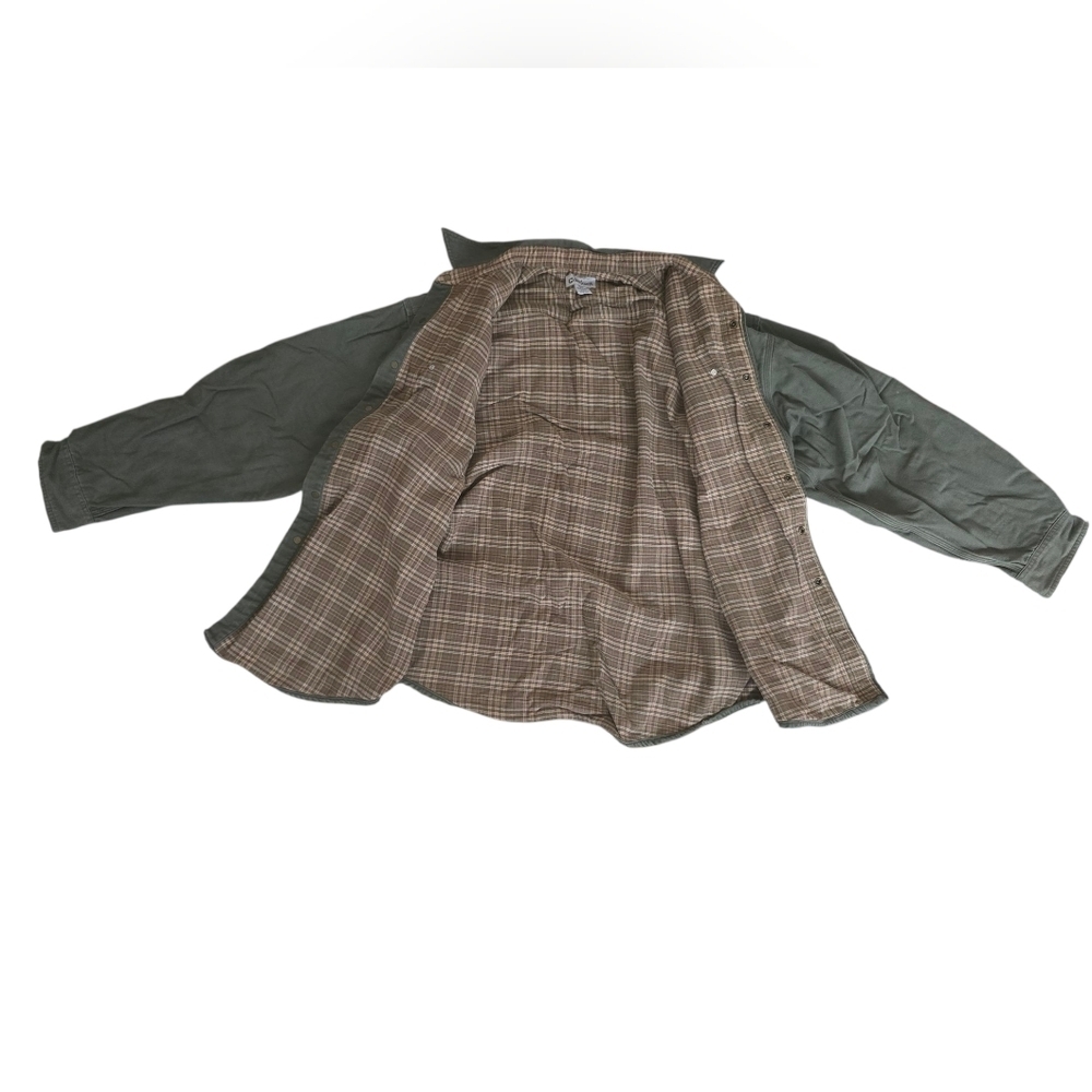 Carhartt Olive Green Cotton Chore Jacket Coat Mens Size Xl Gorpcore Plaid Lined
